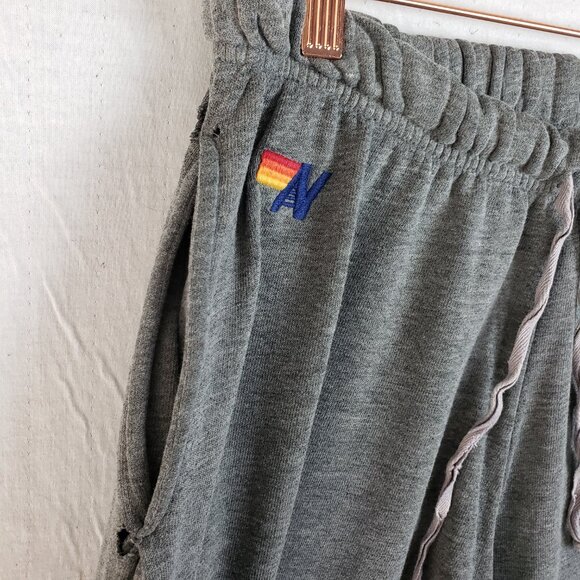 Aviator Nation 5 Stripe Sweatpants in Heather Gray Distressed size S - Picture 16 of 16
